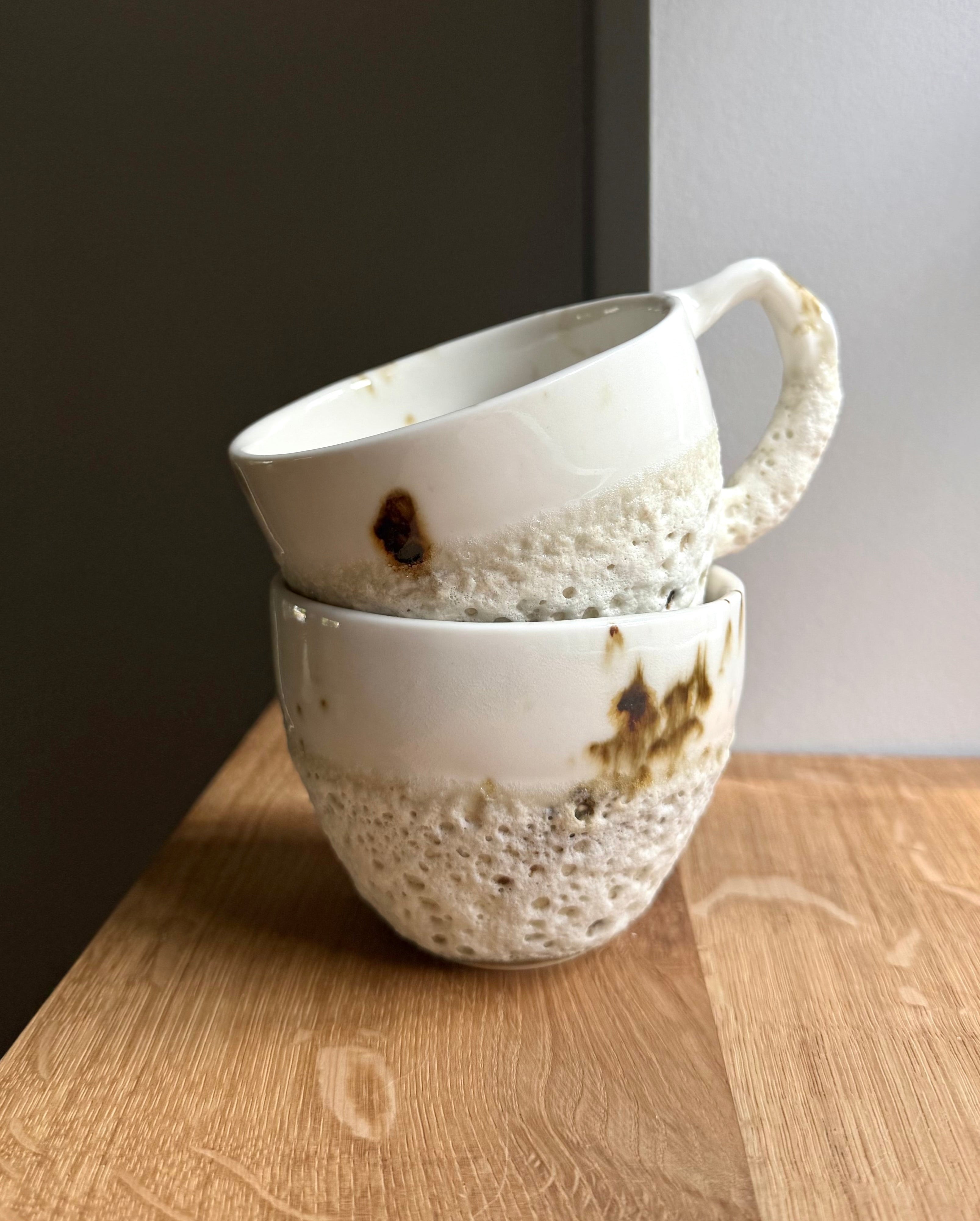 Seafoam cup with handle