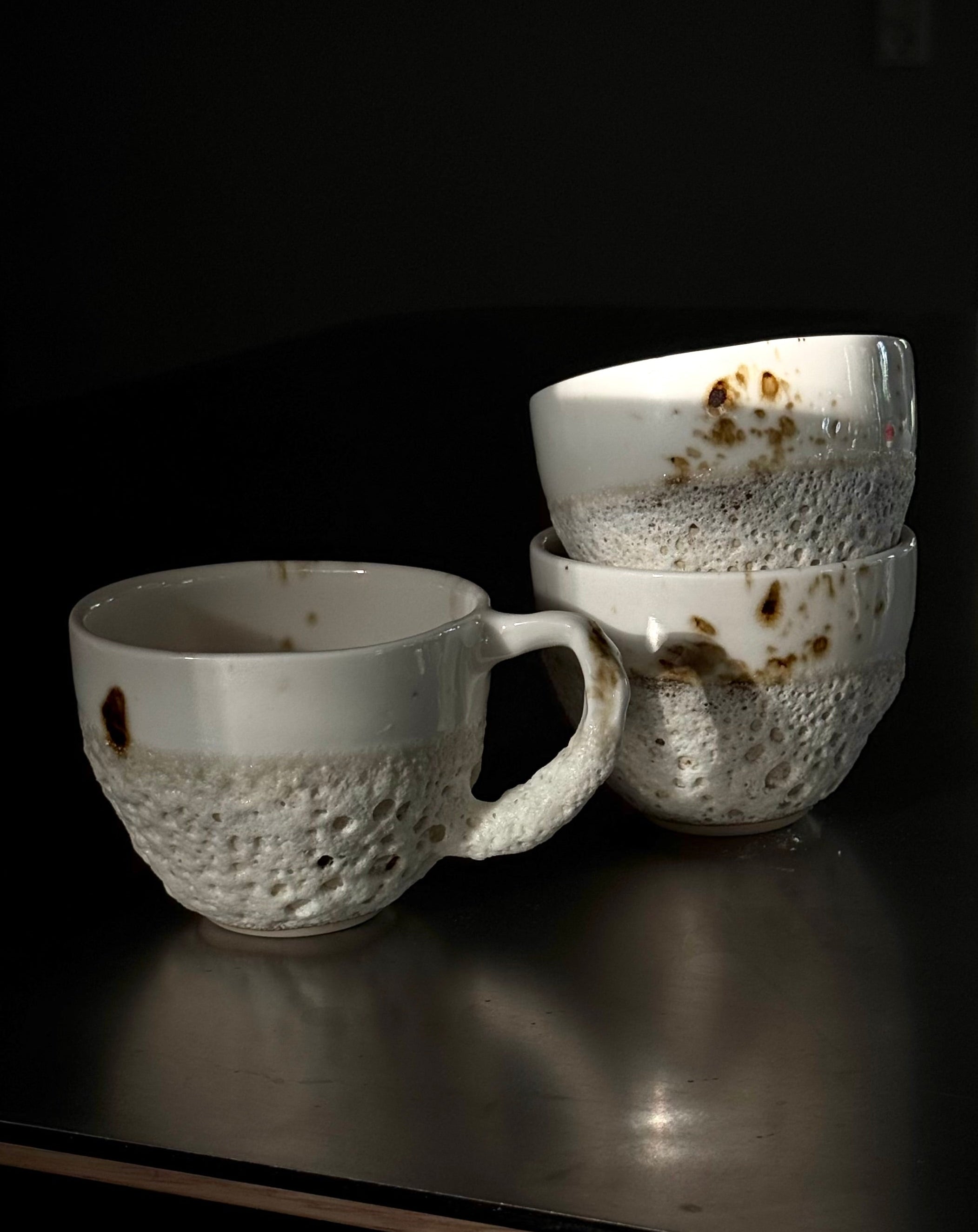 Seafoam cup with handle