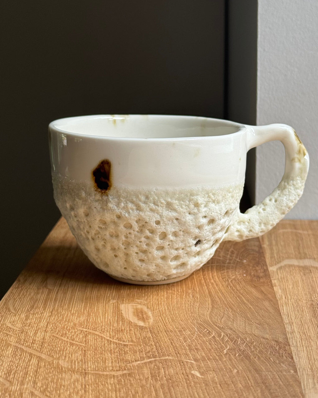 Seafoam cup with handle